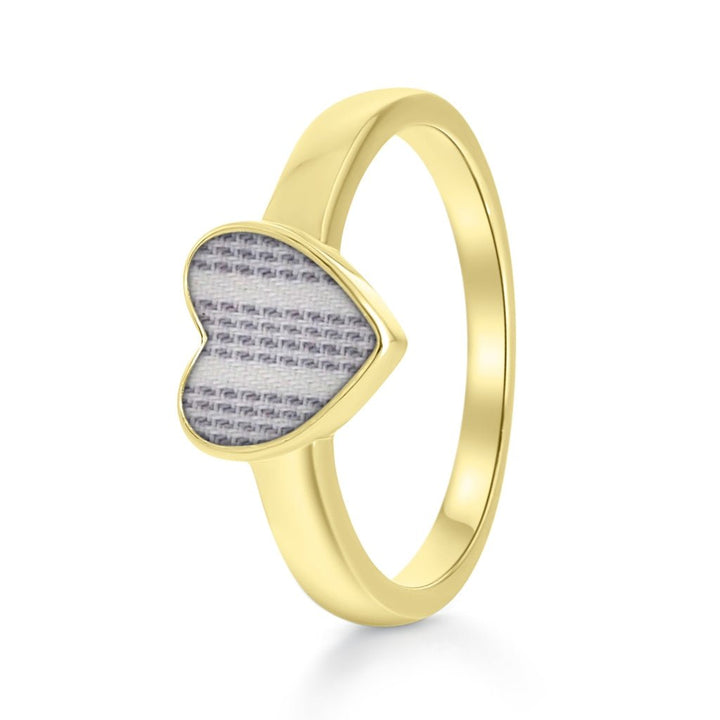 Yellow Gold Fabric Keepsake Heart Ring - MemoriesMade