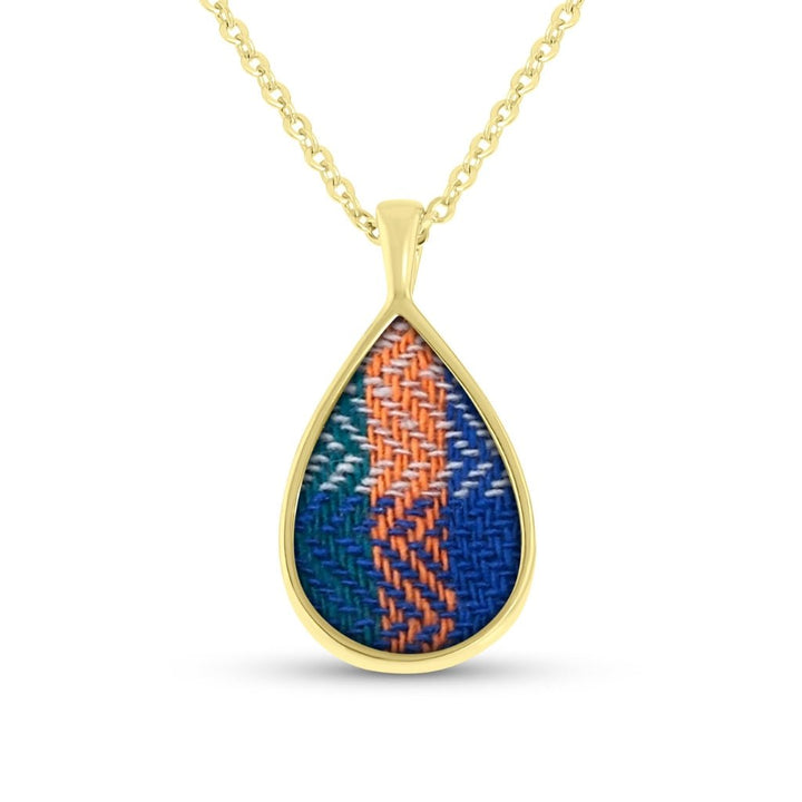Yellow Gold Fabric Keepsake Teardrop Necklace - MemoriesMade
