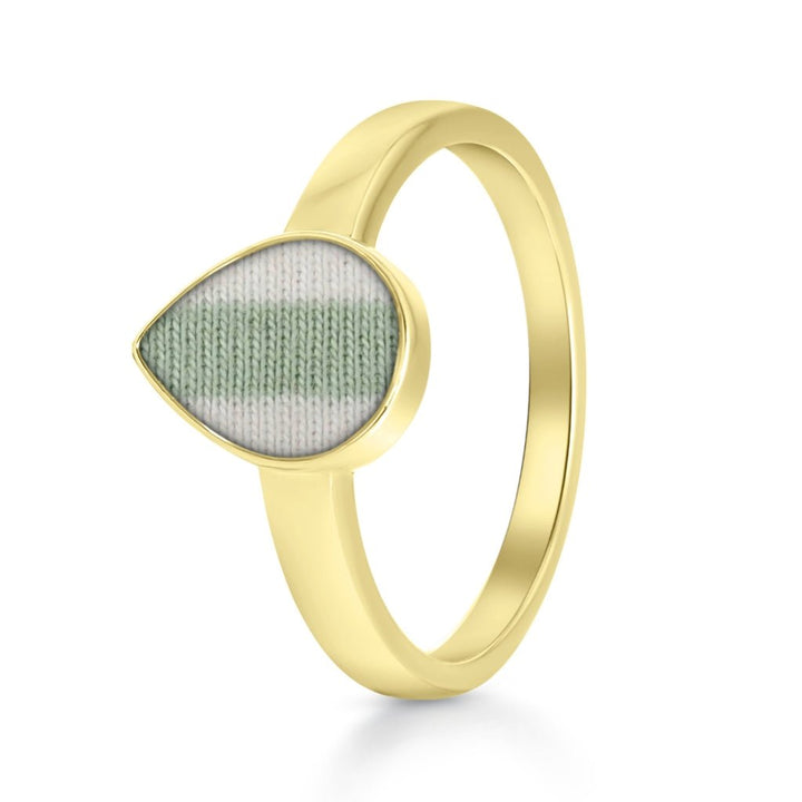 Yellow Gold Fabric Keepsake Teardrop Ring - MemoriesMade
