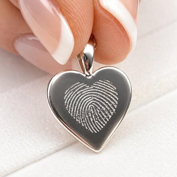 Yellow Gold Fingerprint Heart Necklace - MemoriesMade