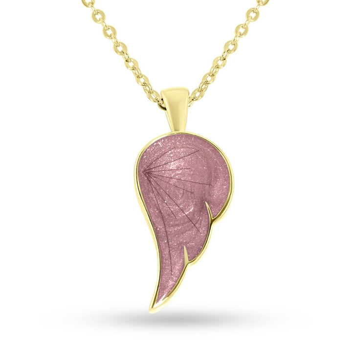 Yellow Gold Hair Keepsake Angel Wing Necklace - MemoriesMade