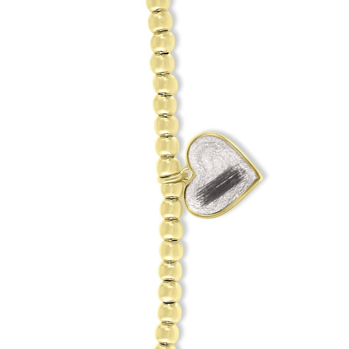 Yellow Gold Hair Keepsake Beaded Heart Charm Bracelet - MemoriesMade