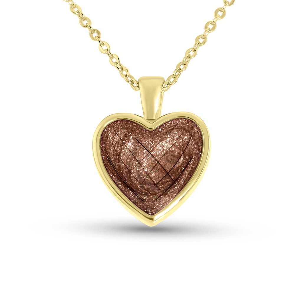 Yellow Gold Hair Keepsake Heart Necklace - MemoriesMade