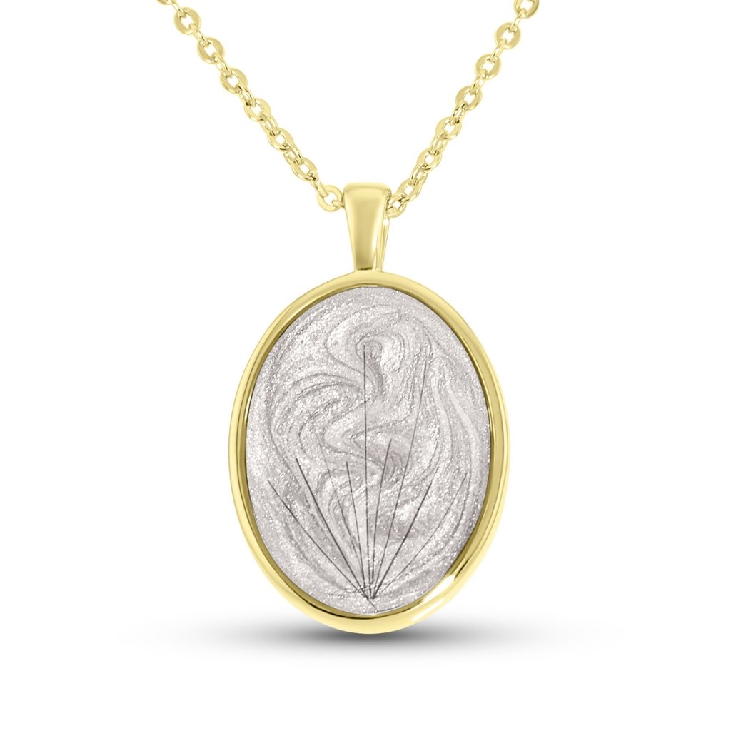 Yellow Gold Hair Keepsake Oval Necklace - MemoriesMade