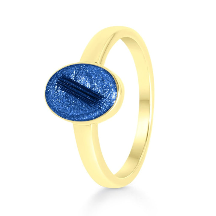 Yellow Gold Hair Keepsake Oval Ring - MemoriesMade