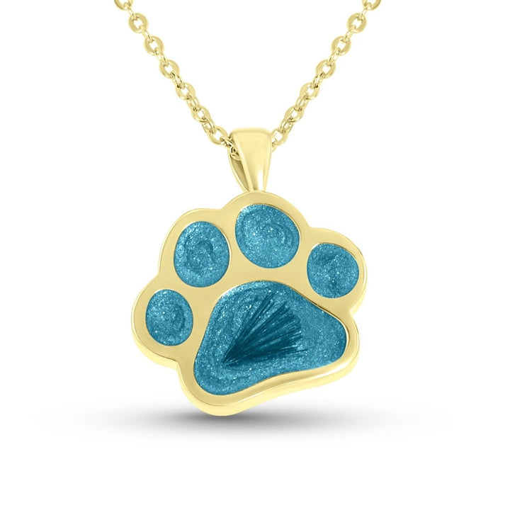 Yellow Gold Hair Keepsake Pawprint Necklace - MemoriesMade