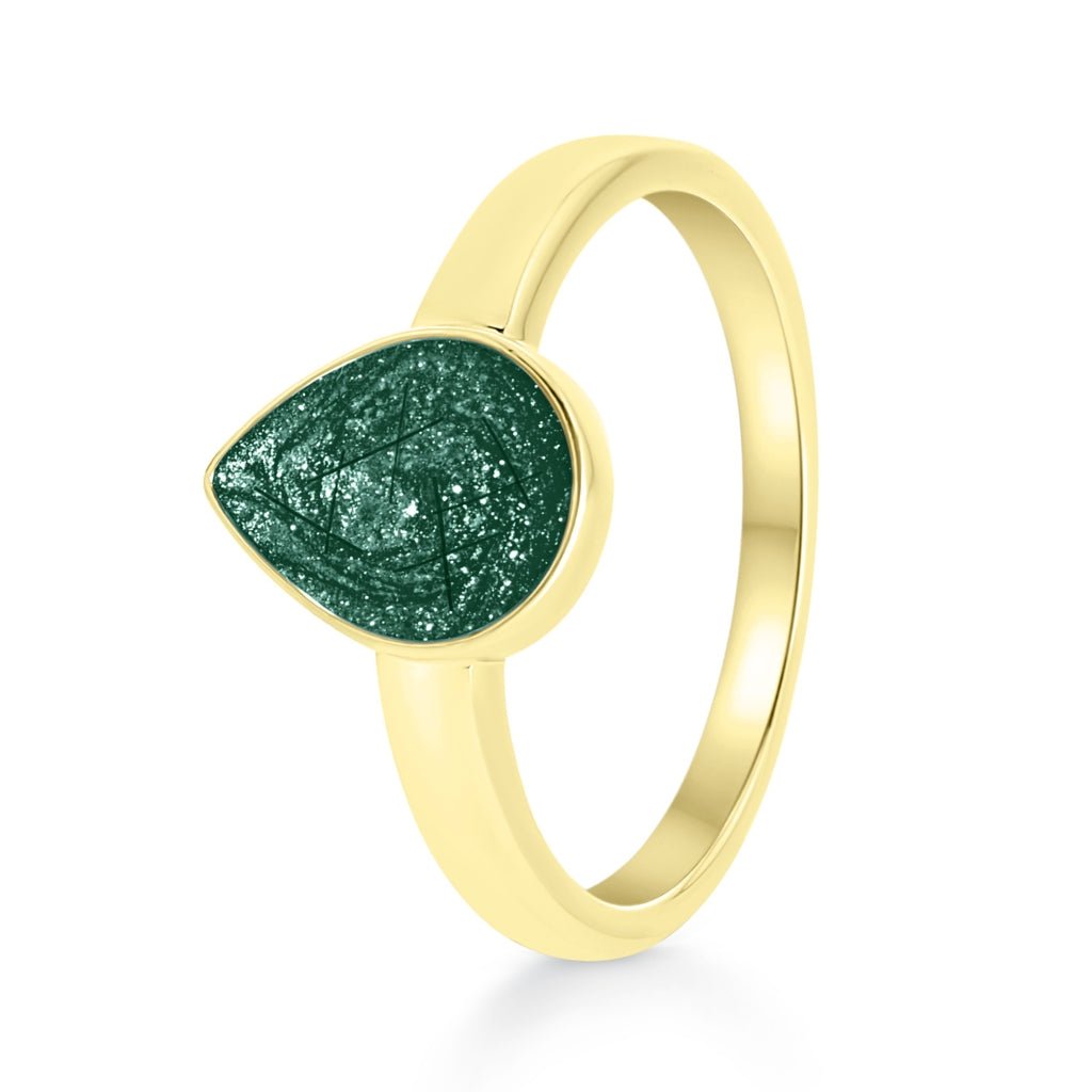 Yellow Gold Hair Keepsake Teardrop Ring - MemoriesMade