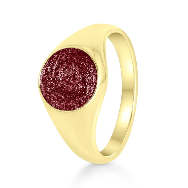 Yellow Gold Hair Keepsake Tribute Signet Ring - MemoriesMade