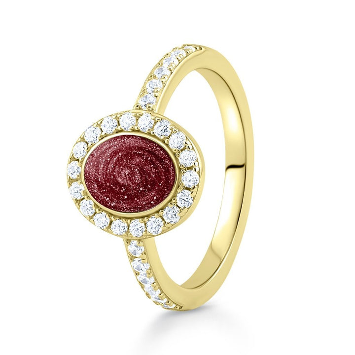 Yellow Gold Halo Oval Ashes Ring - MemoriesMade
