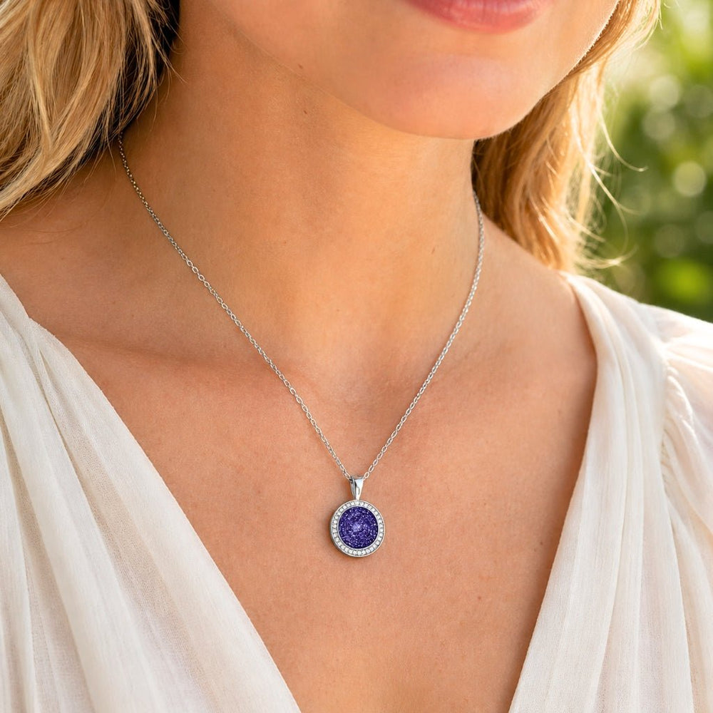 Yellow Gold Halo Tribute Ashes Necklace - MemoriesMade