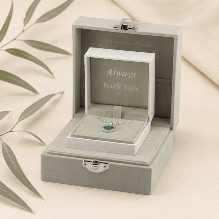 Yellow Gold Halo Tribute Ashes Necklace - MemoriesMade