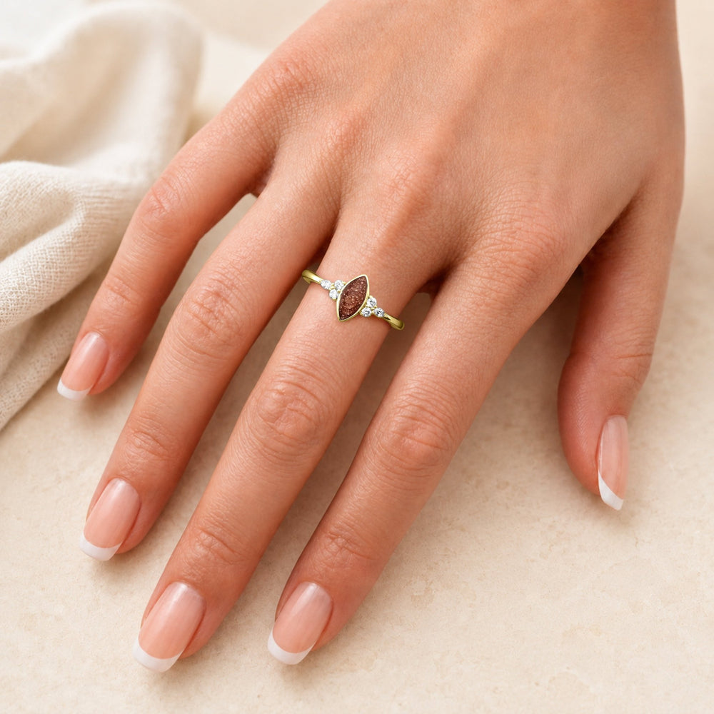 Yellow Gold Harmony Marquise Ashes Ring - MemoriesMade