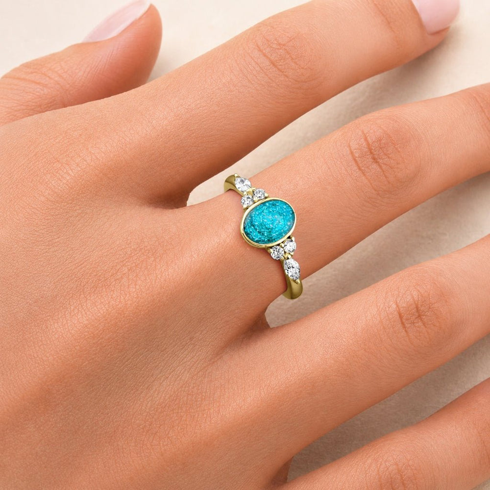 Yellow Gold Harmony Oval Ashes Ring - MemoriesMade
