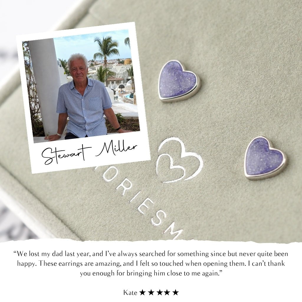 Yellow Gold Heart Ashes Earrings - MemoriesMade