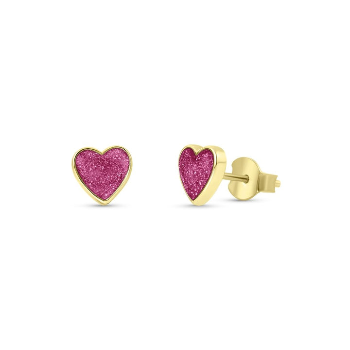 Yellow Gold Heart Ashes Earrings - MemoriesMade