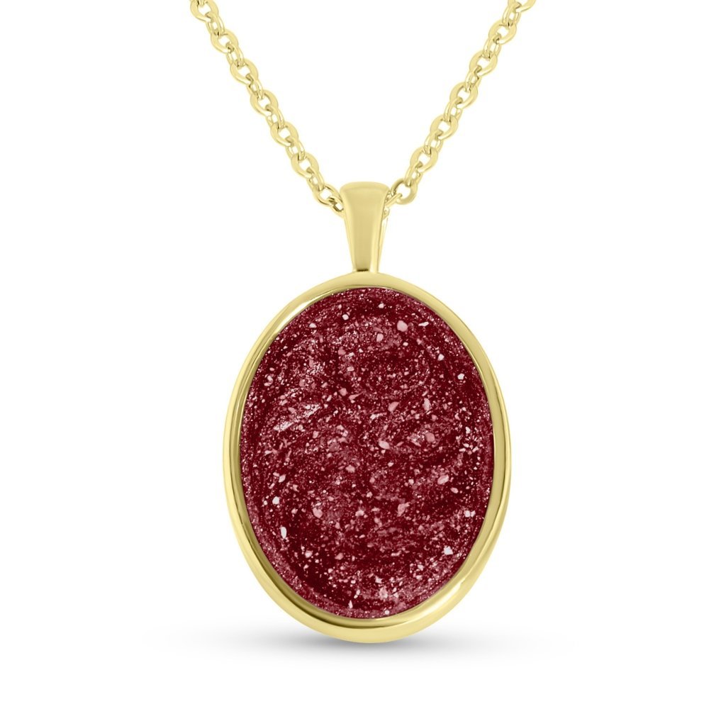 Yellow Gold Oval Ashes Necklace - MemoriesMade