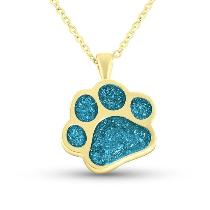 Yellow Gold Pawprint Ashes Necklace - MemoriesMade
