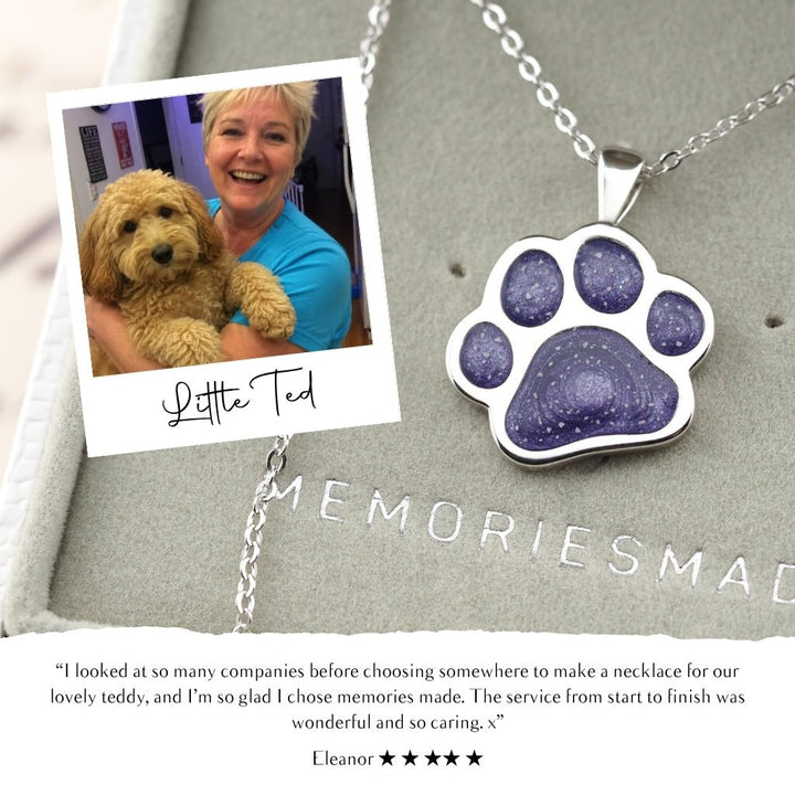 Yellow Gold Pawprint Ashes Necklace - MemoriesMade