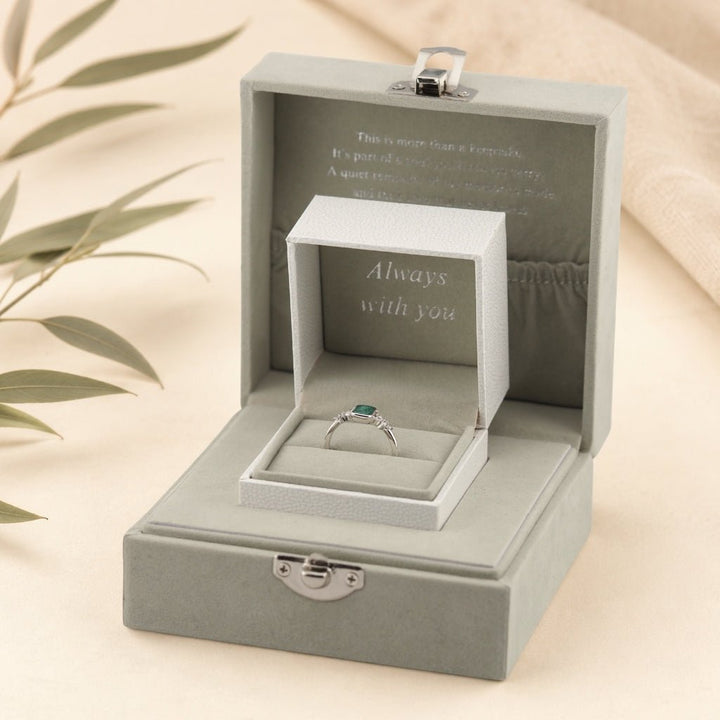 Yellow Gold Radiance Emerald Ashes Ring - MemoriesMade