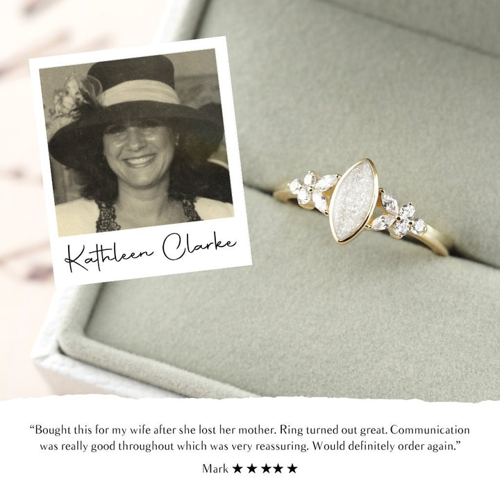 Yellow Gold Radiance Marquise Ashes Ring - MemoriesMade