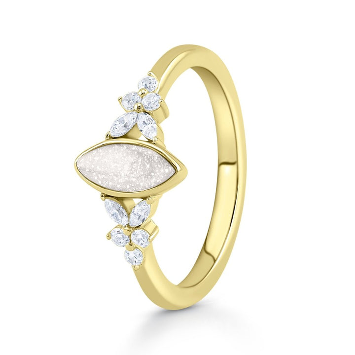 Yellow Gold Radiance Marquise Ashes Ring - MemoriesMade