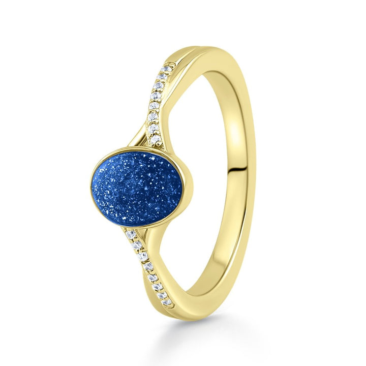 Yellow Gold Serenity Oval Ashes Ring - MemoriesMade