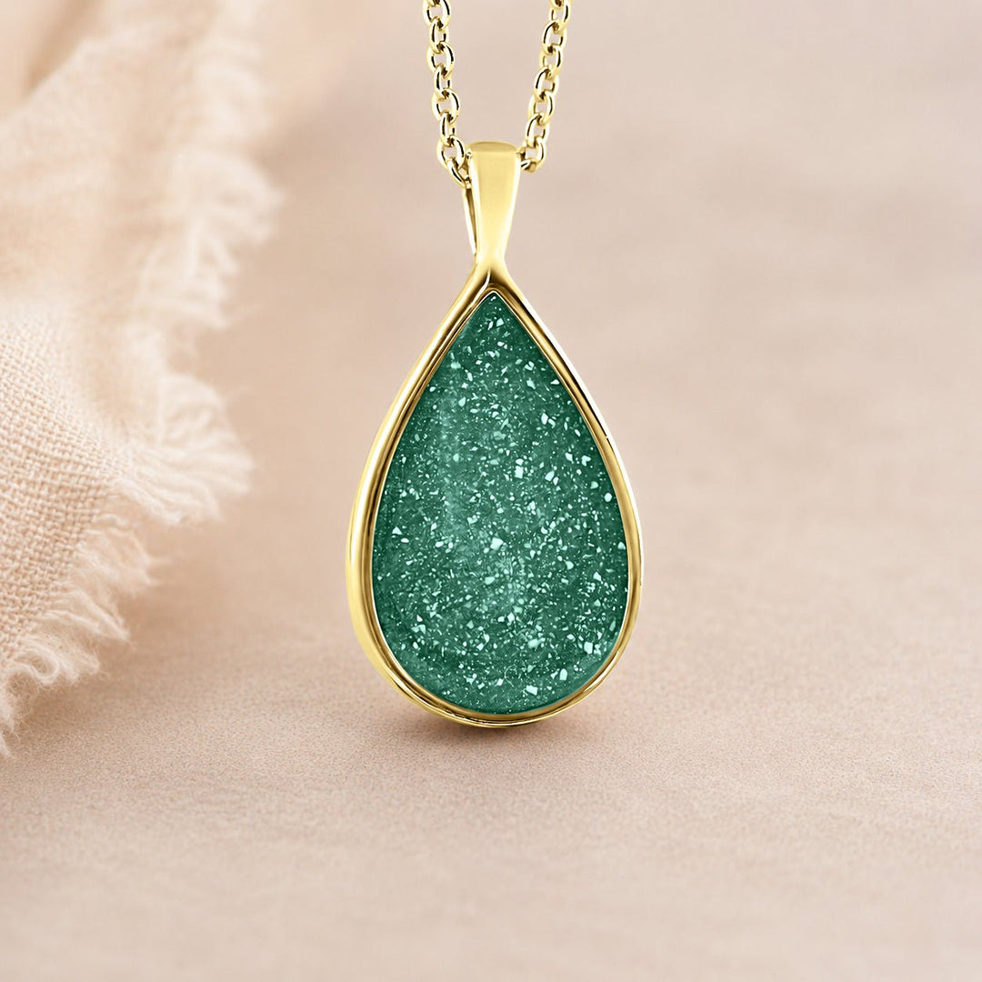Yellow Gold Teardrop Ashes Necklace - MemoriesMade