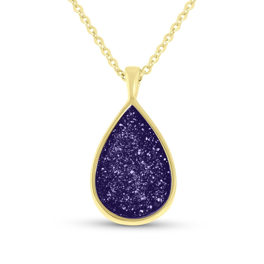 Yellow Gold Teardrop Ashes Necklace - MemoriesMade