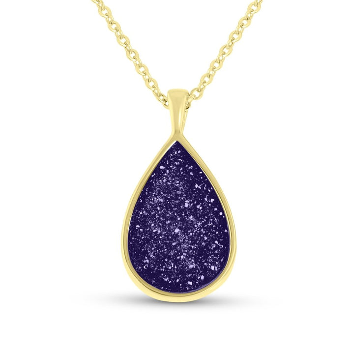 Yellow Gold Teardrop Ashes Necklace - MemoriesMade