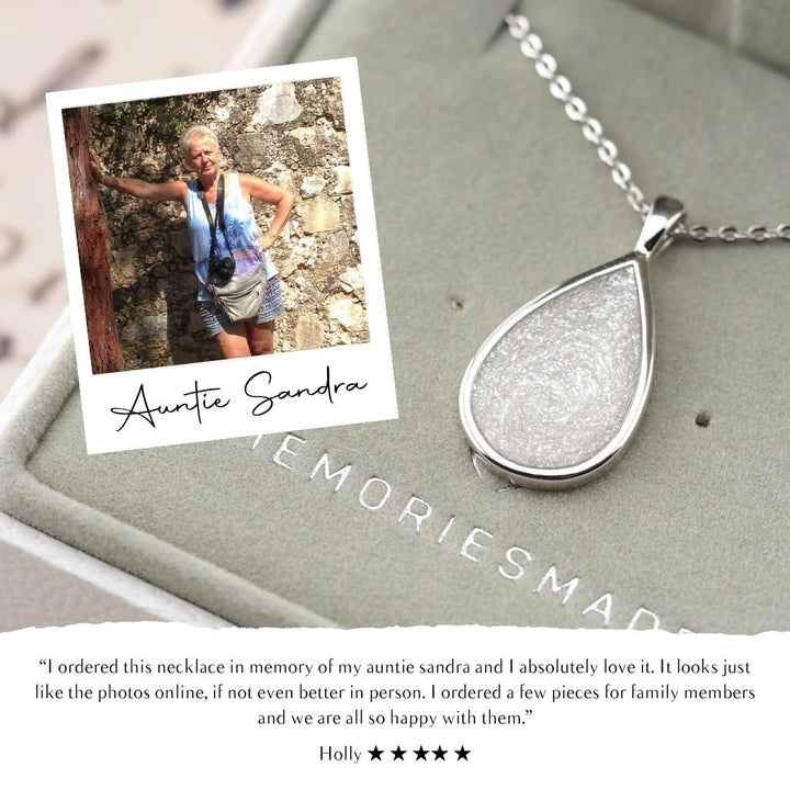 Yellow Gold Teardrop Ashes Necklace - MemoriesMade