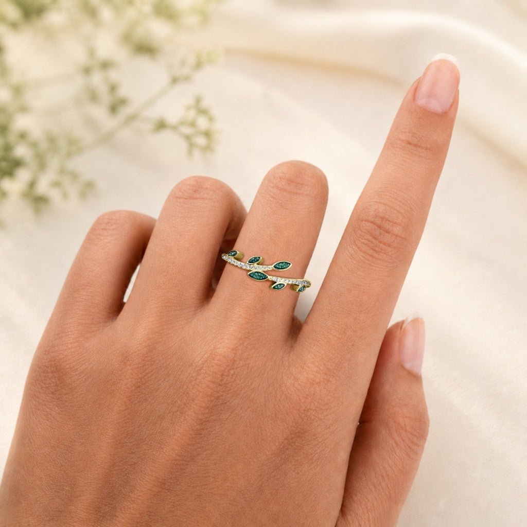 Yellow Gold Vine of Life Ashes Ring - MemoriesMade