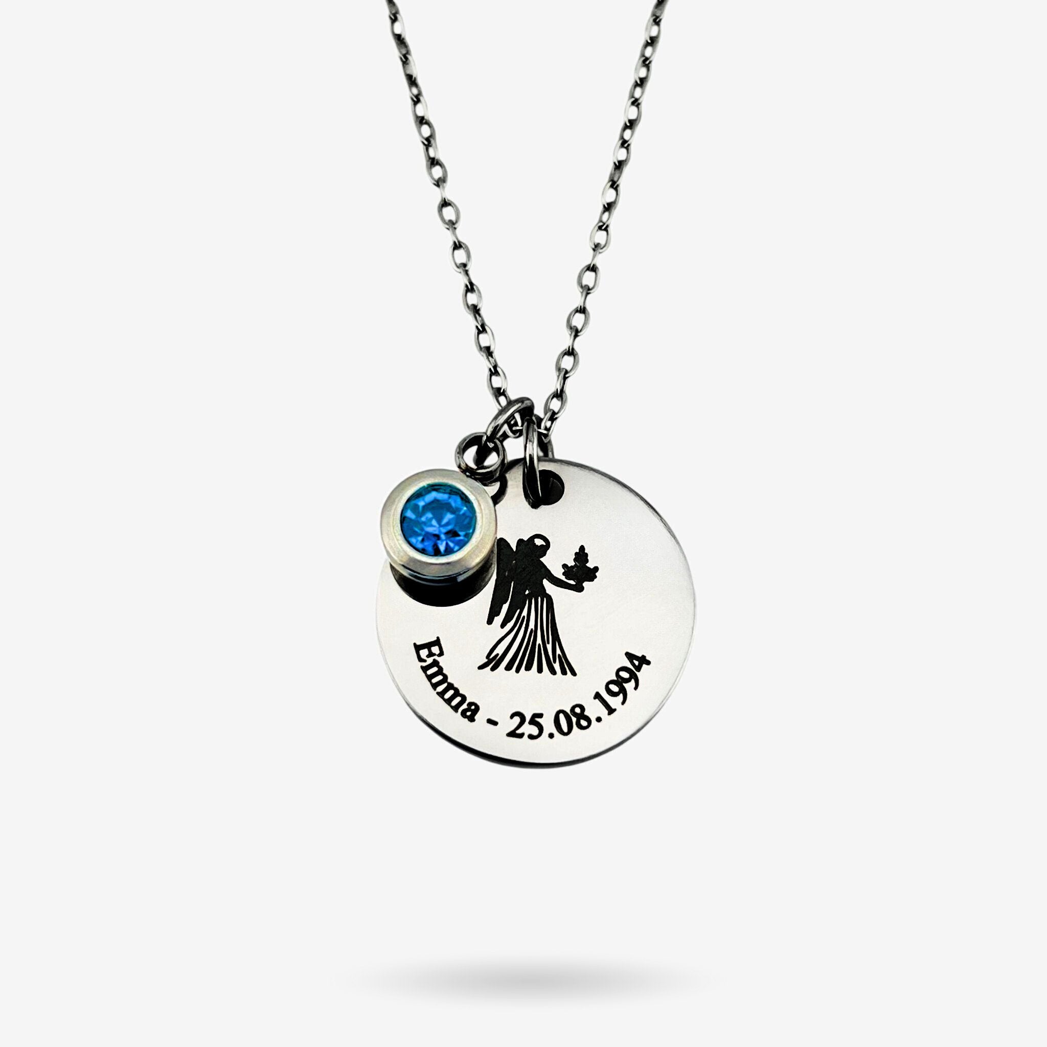 Zodiac Name Disc Necklace - MemoriesMade