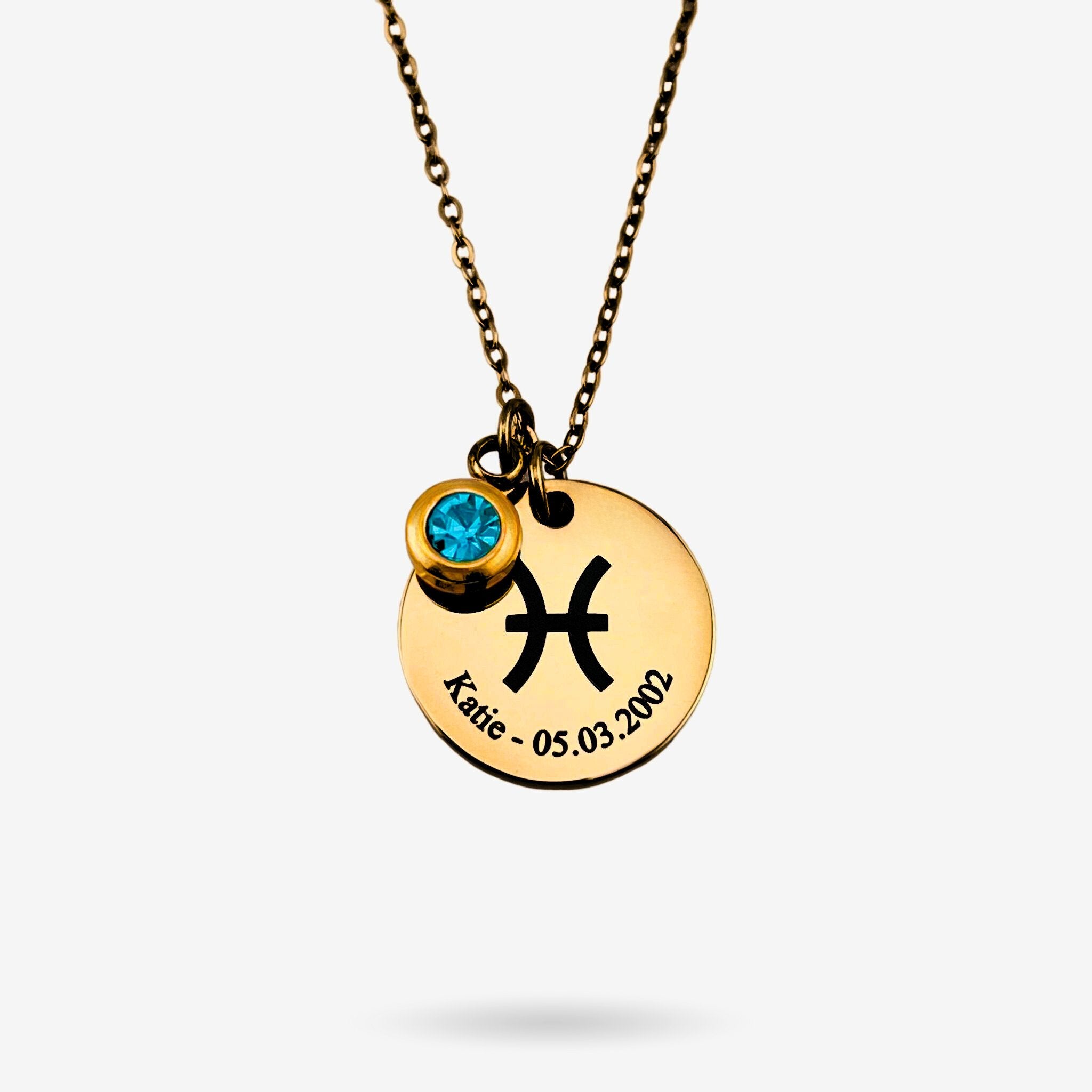 Zodiac Name Disc Necklace - MemoriesMade