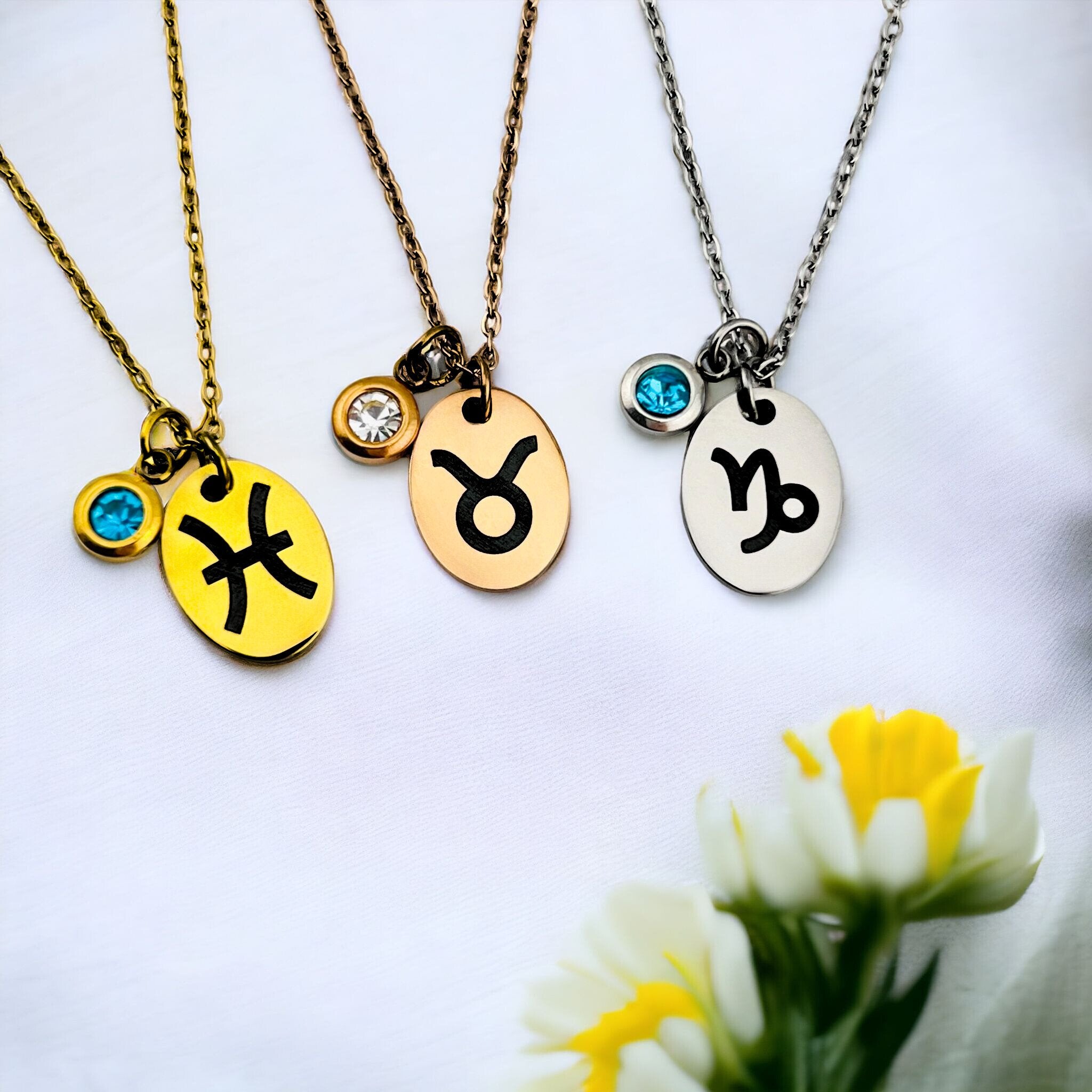 Zodiac Symbol Mini Oval Necklace - MemoriesMade